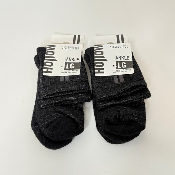 Hollow Alpaca Ankle Socks Warm Set of 2 Gray/Black Unisex Sz Large - Picture 1 of 7